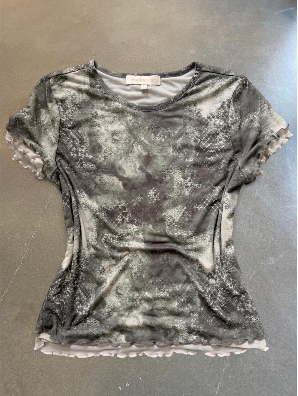 Madden Girl Y2K Snakeskin Print Ruffle Mini Skirt | Women’s Size XL